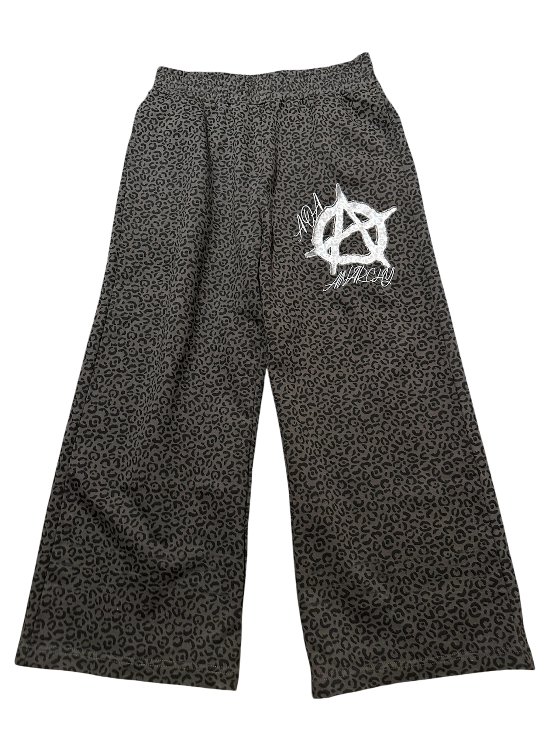 Black Leopard Wide Leg Sweatpants